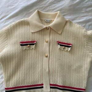 Sandro Cream Textured Women's Cardigan